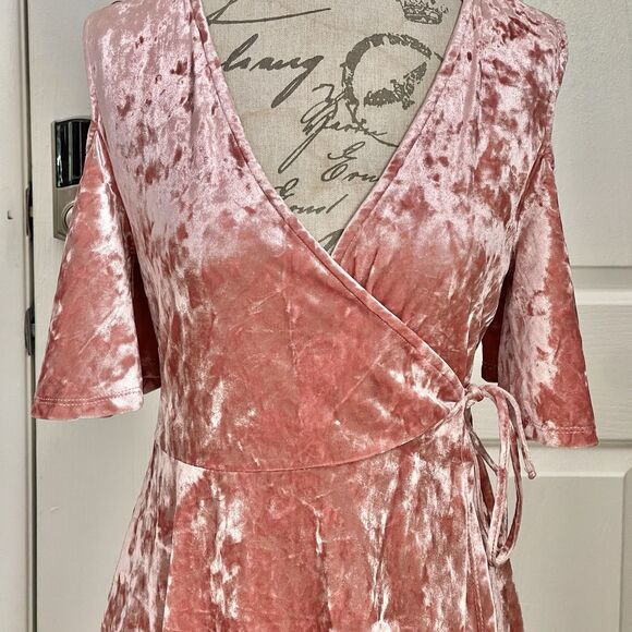 Miami Wrap Dress Small Off Shoulder Velvet Romantic Y2K 90s Festival Party - Picture 8 of 15